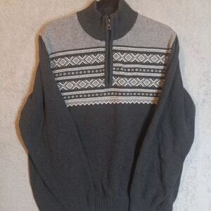 Weatherproof Vintage Men's L Grey Quarter Zip Cotton Sweater